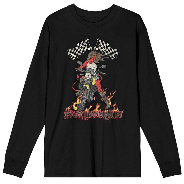 Mens Devil Flame Motorcycycle Start Your Engines Vintage Graphic Tee Product Image