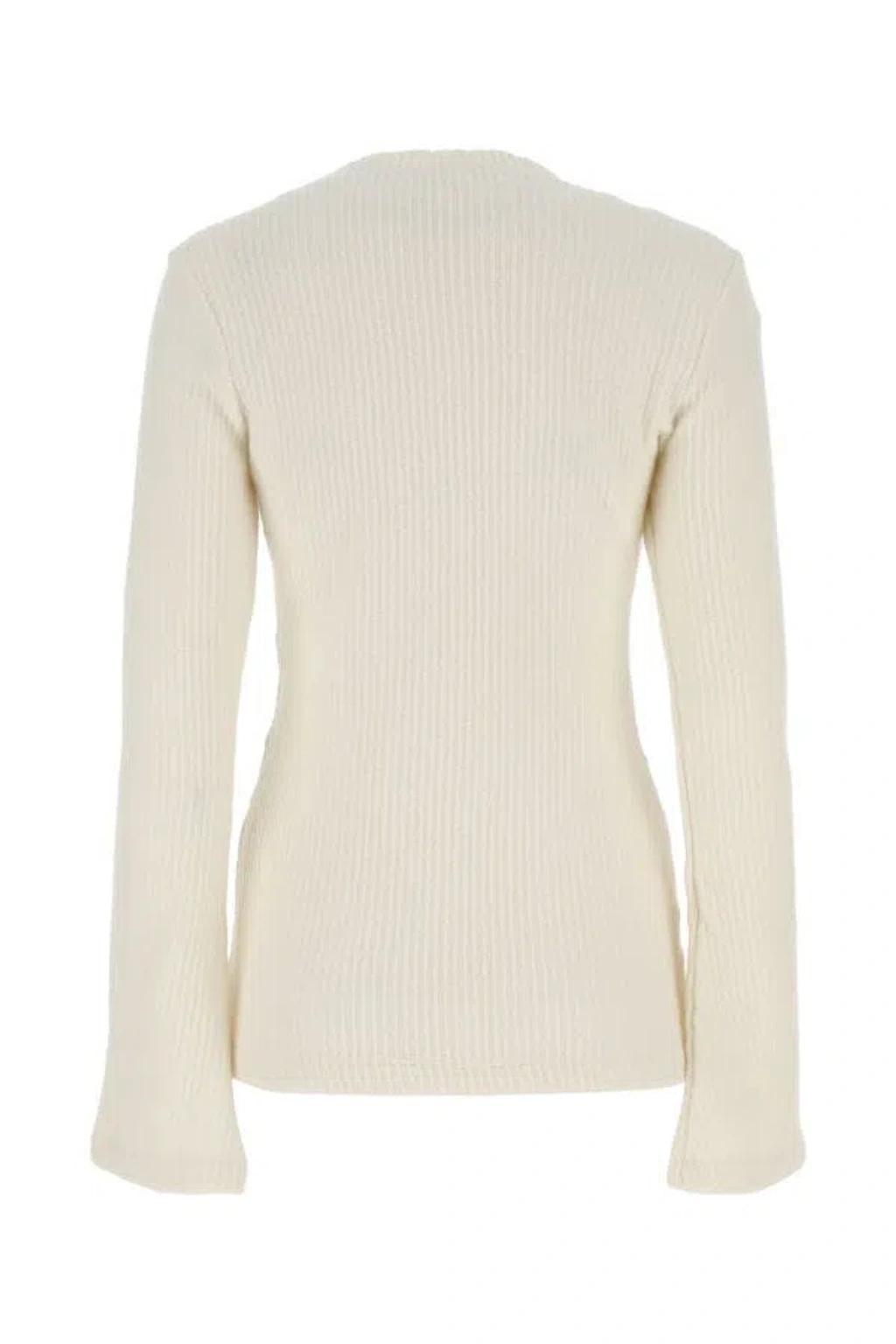 Ribbed-knit Wool Top In Cream Product Image