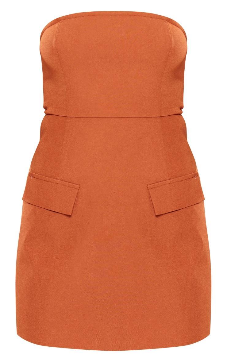 Rust Tailored Bandeau Pocket Detail Mini Dress Product Image