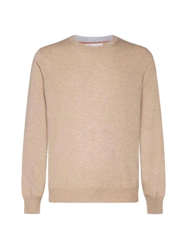 BRUNELLO CUCINELLI Crewneck Long-sleeved Jumper In Neutrals Product Image