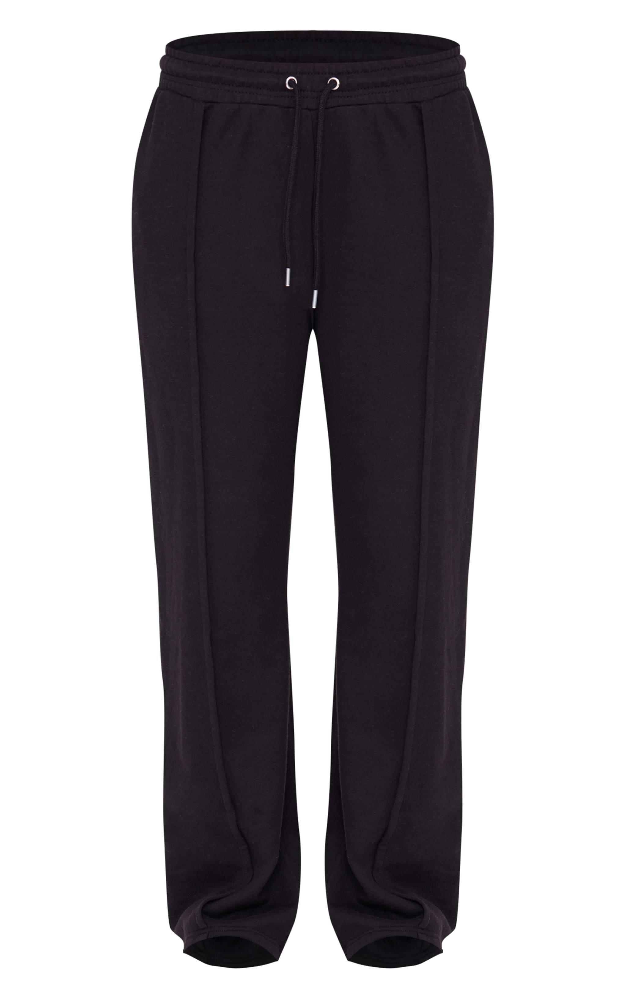 Black Wide Leg Pintuck Drawstring Sweatpants Product Image