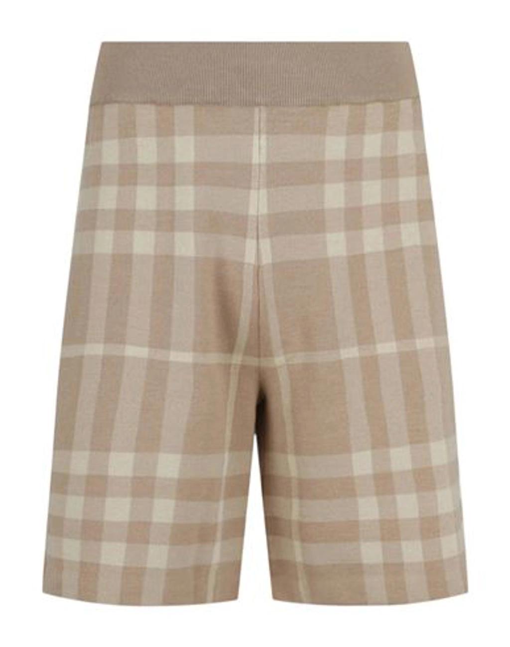 Check Wool Silk Jacquard Shorts In Soft Fawn Product Image