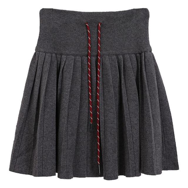 Drawstring Waist Mini Pleated Skirt Product Image