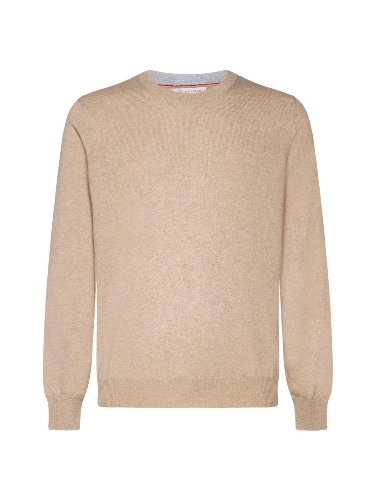 Crewneck Long-sleeved Jumper In Neutrals Product Image