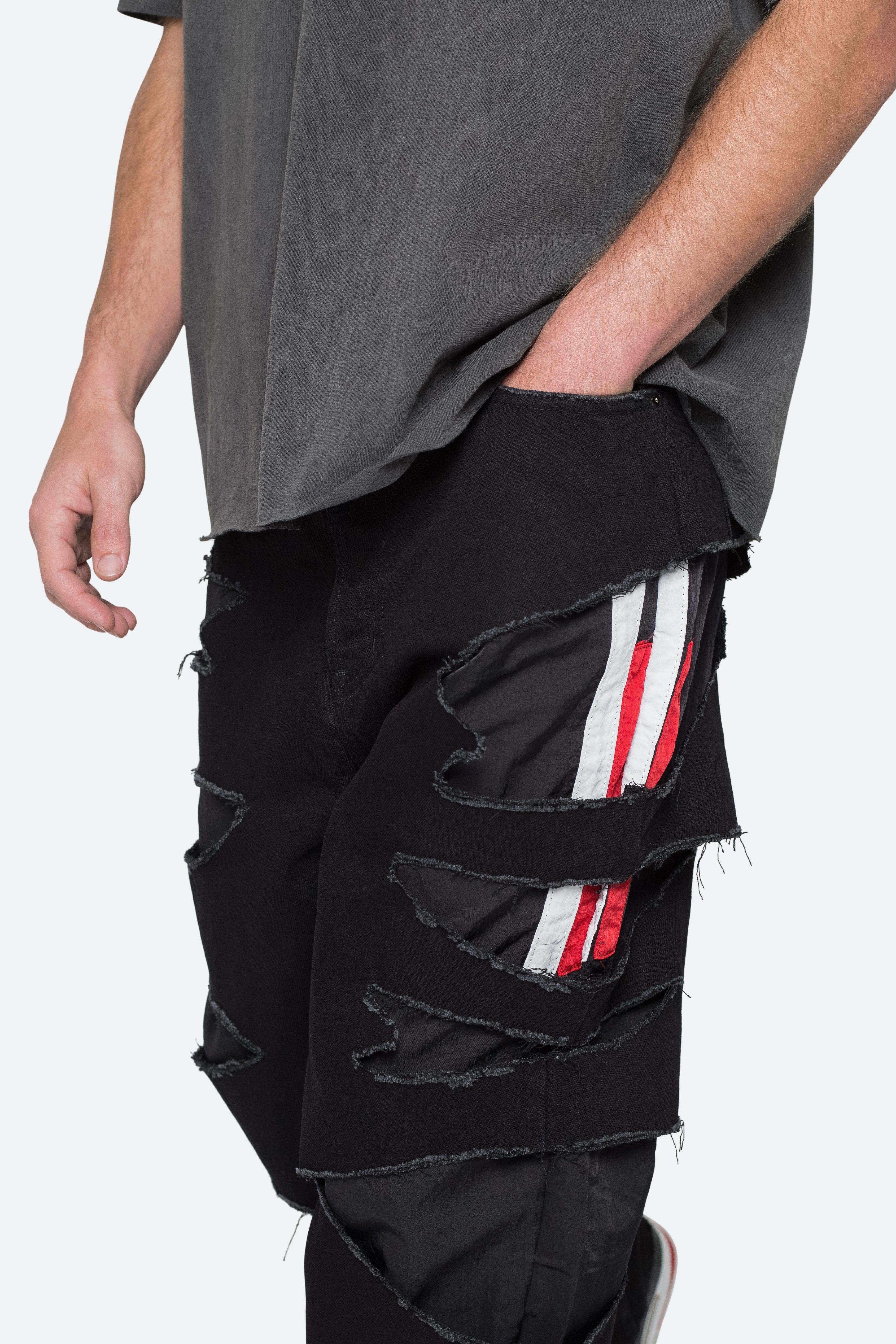 Ultra Baggy Track Lined Denim - Black/Red Product Image