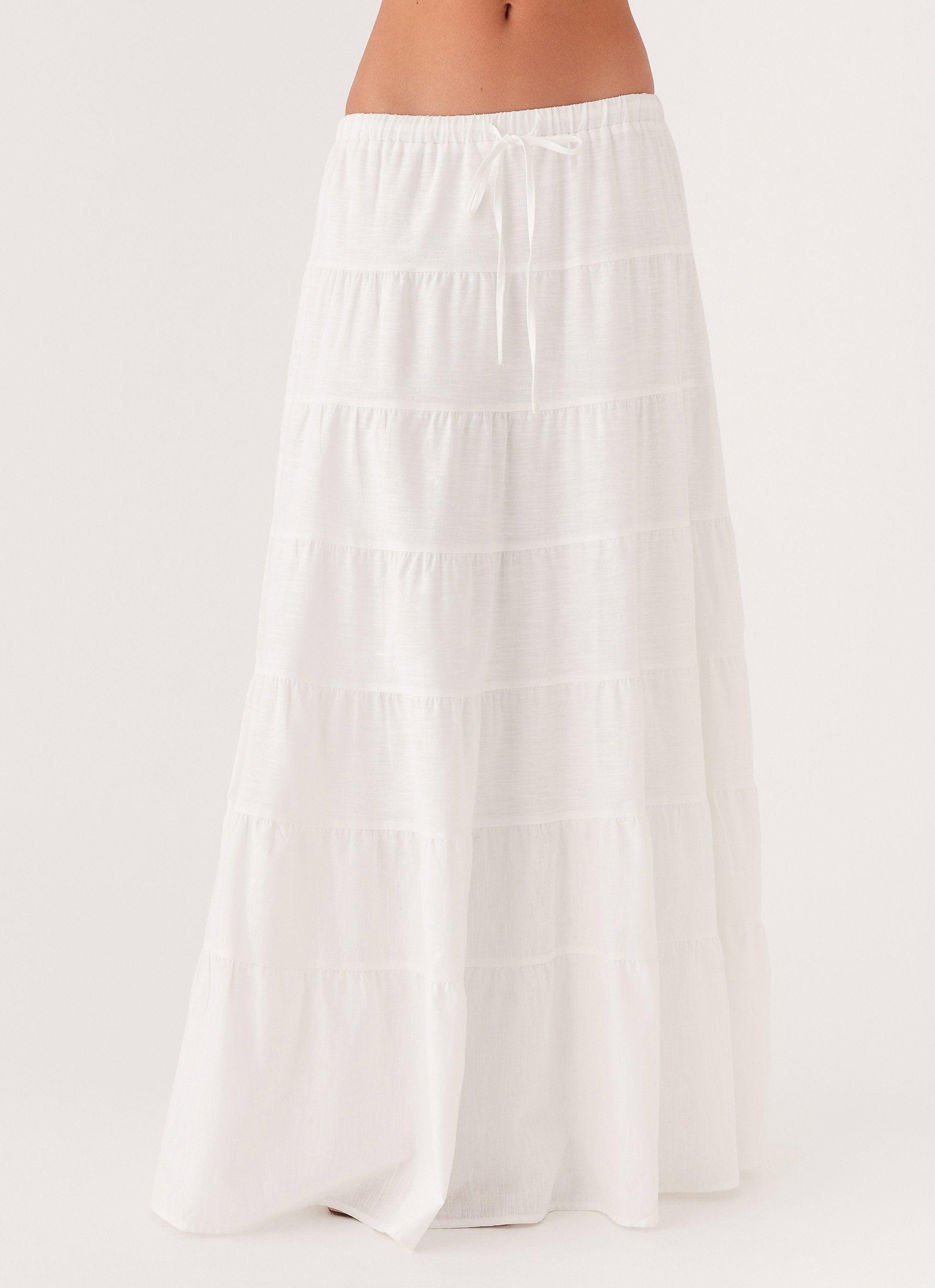 Mariella Linen Maxi Skirt - White Product Image