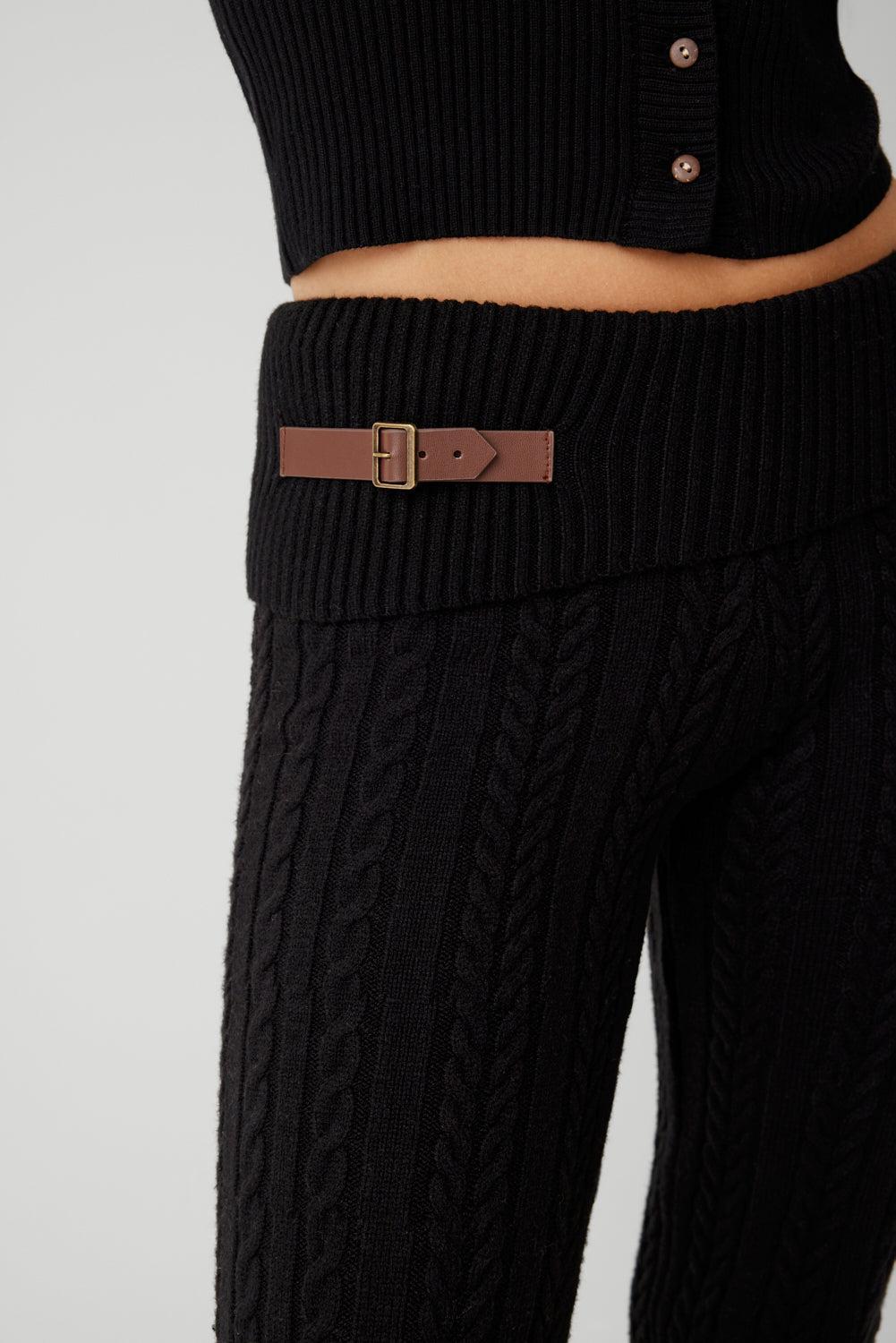 Fleur Cable Cloud Knit Pant - Black Product Image