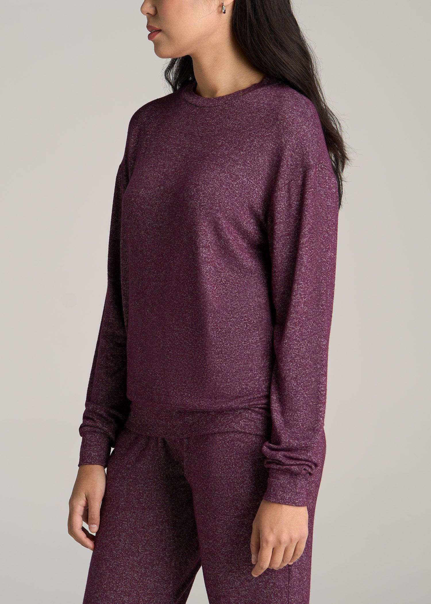 Cozy Lounge Crewneck in Beetroot Mix - Tall Women's Shirts Female Product Image