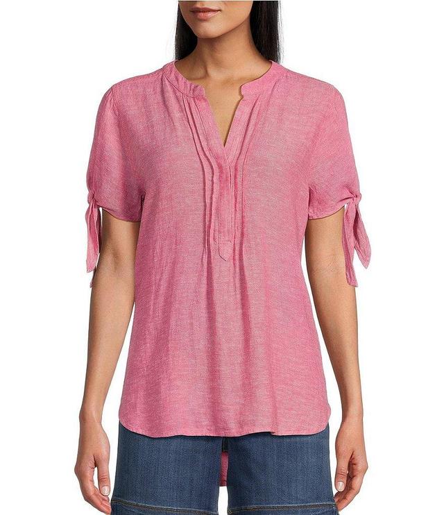 Westbound Petite Size Tie Short Sleeve Y-Neck Top Product Image