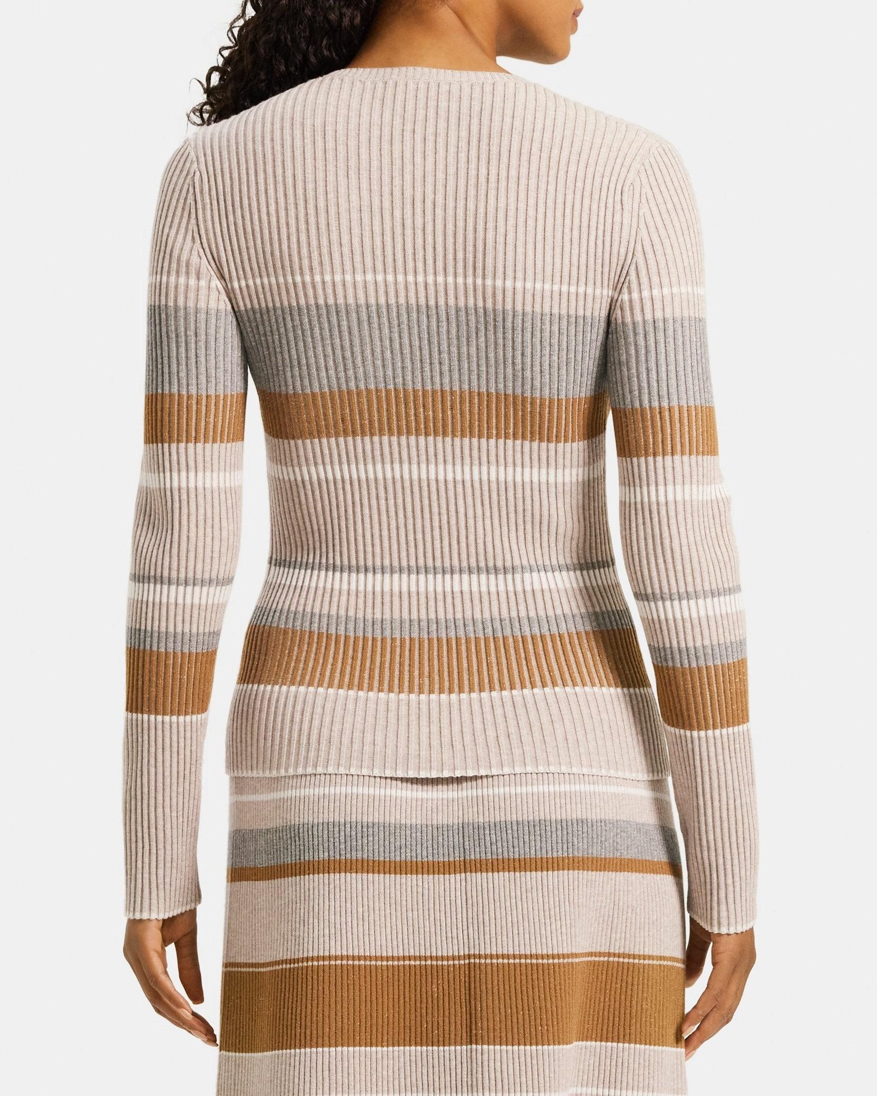 Striped Slim-Fit Sweater in Stretch Viscose Knit Product Image