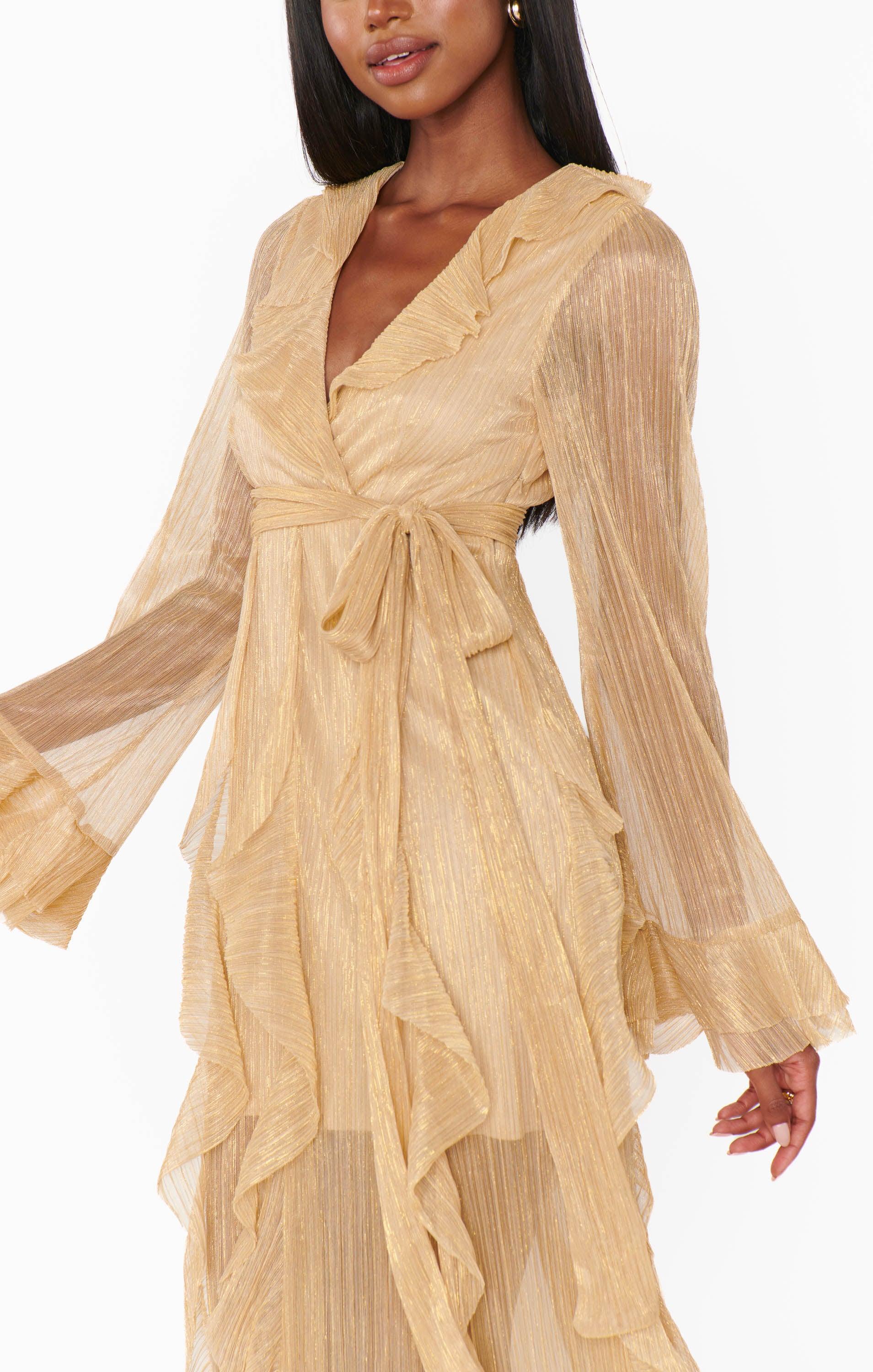 Jenny Ruffle Maxi Dress ~ Gold Glimmer Product Image