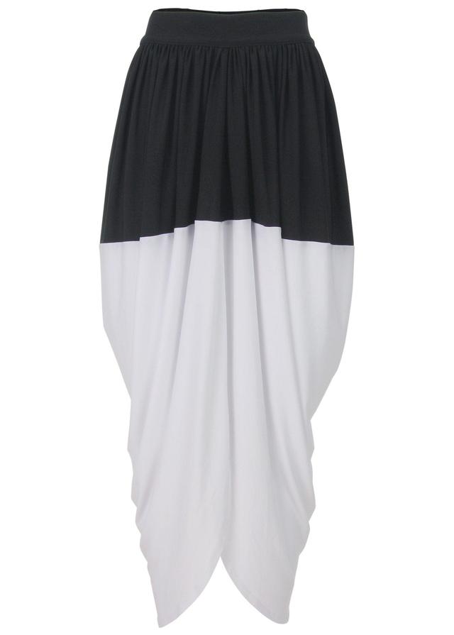 Front Slit Midi Skirt - Black & White Product Image