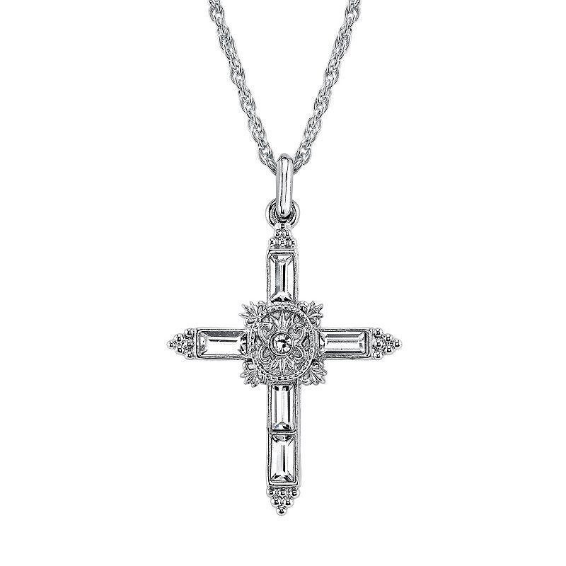 1928 Jewelry 14K Gold Dipped Crystal Cross Pendant Necklace Product Image