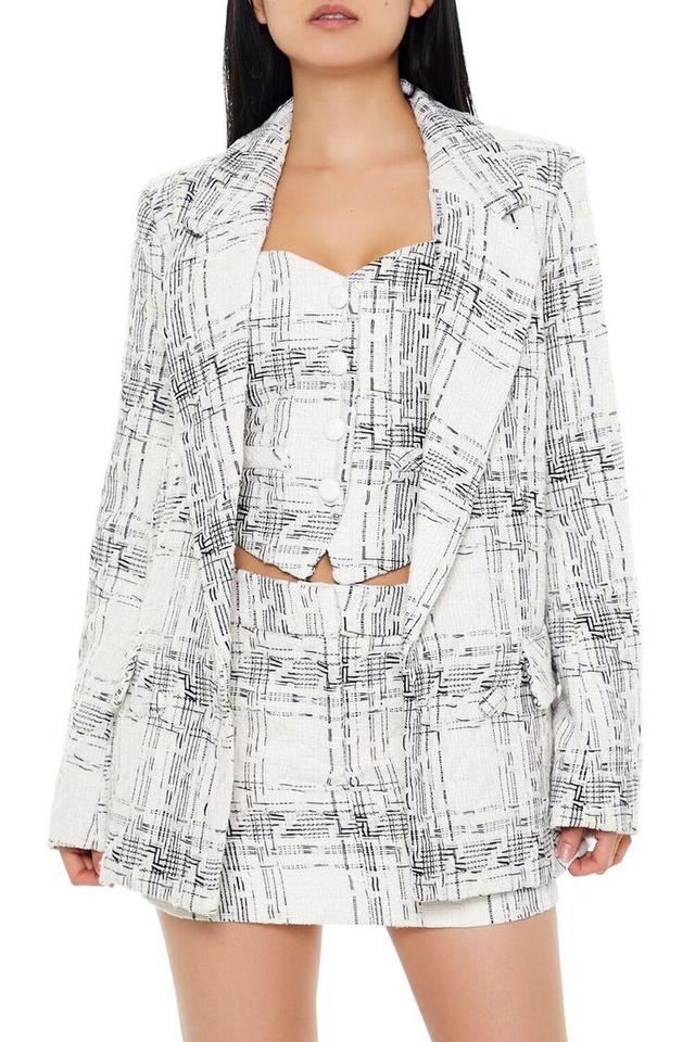 Notched Plaid Tweed Blazer | Forever 21 Product Image