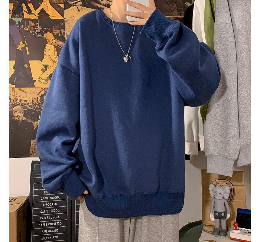 Crew Neck Plain Sweatshirt Product Image