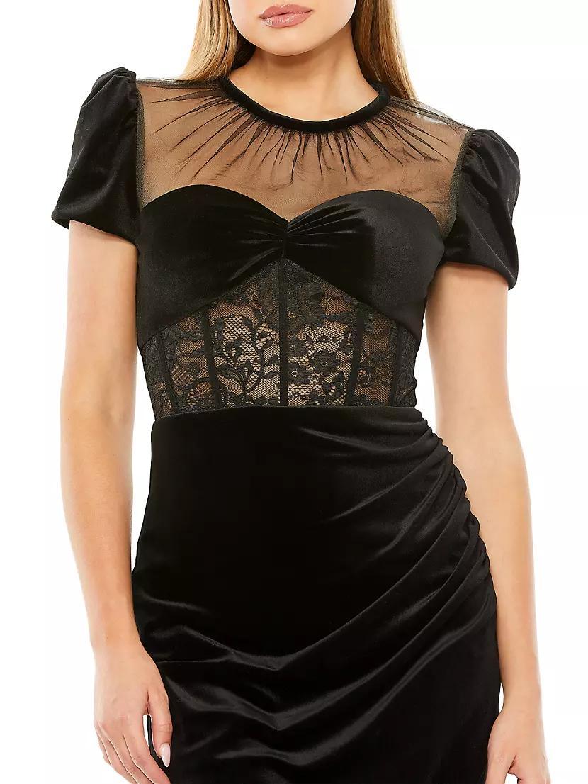 Lace-Embellished Bustier Midi-Dress Product Image