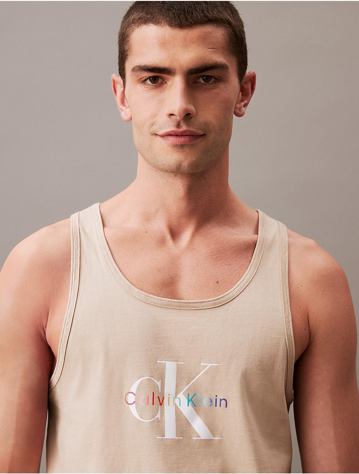 Calvin Klein Mens Pride Monogram Logo Tank Top - Brown - M Product Image