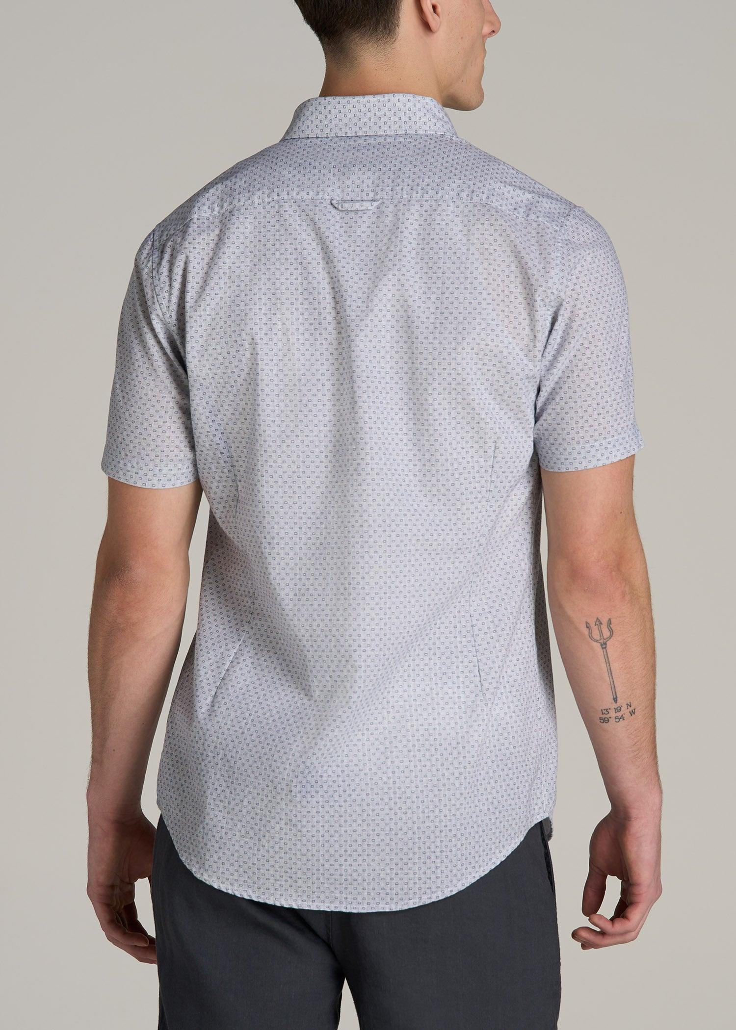 Short Sleeve Shirt for Tall Men in Navy Pindot Product Image