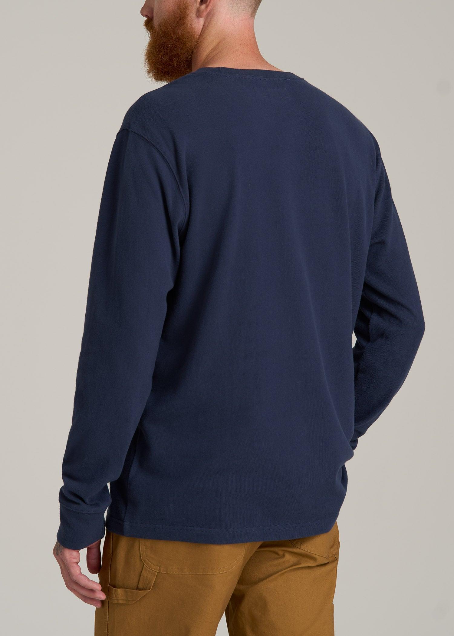 LJ&S Long Sleeve Workwear Pocket Tall Men's Tee in Midnight Navy Male Product Image