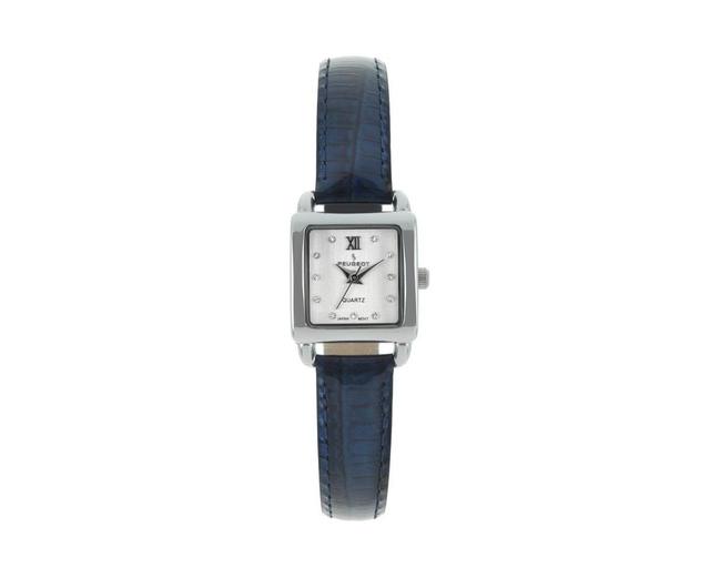 Peugeot Womens 20mm Square Watch with Glossy Blue Leather Strap - Blue Product Image