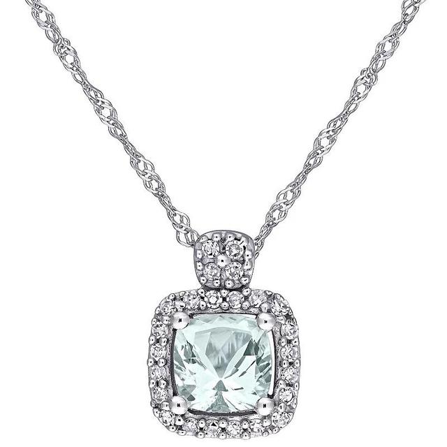 Stella Grace 10k White Gold Aquamarine & 1/10 Carat T.W. Diamond Pendant Necklace, Womens Product Image