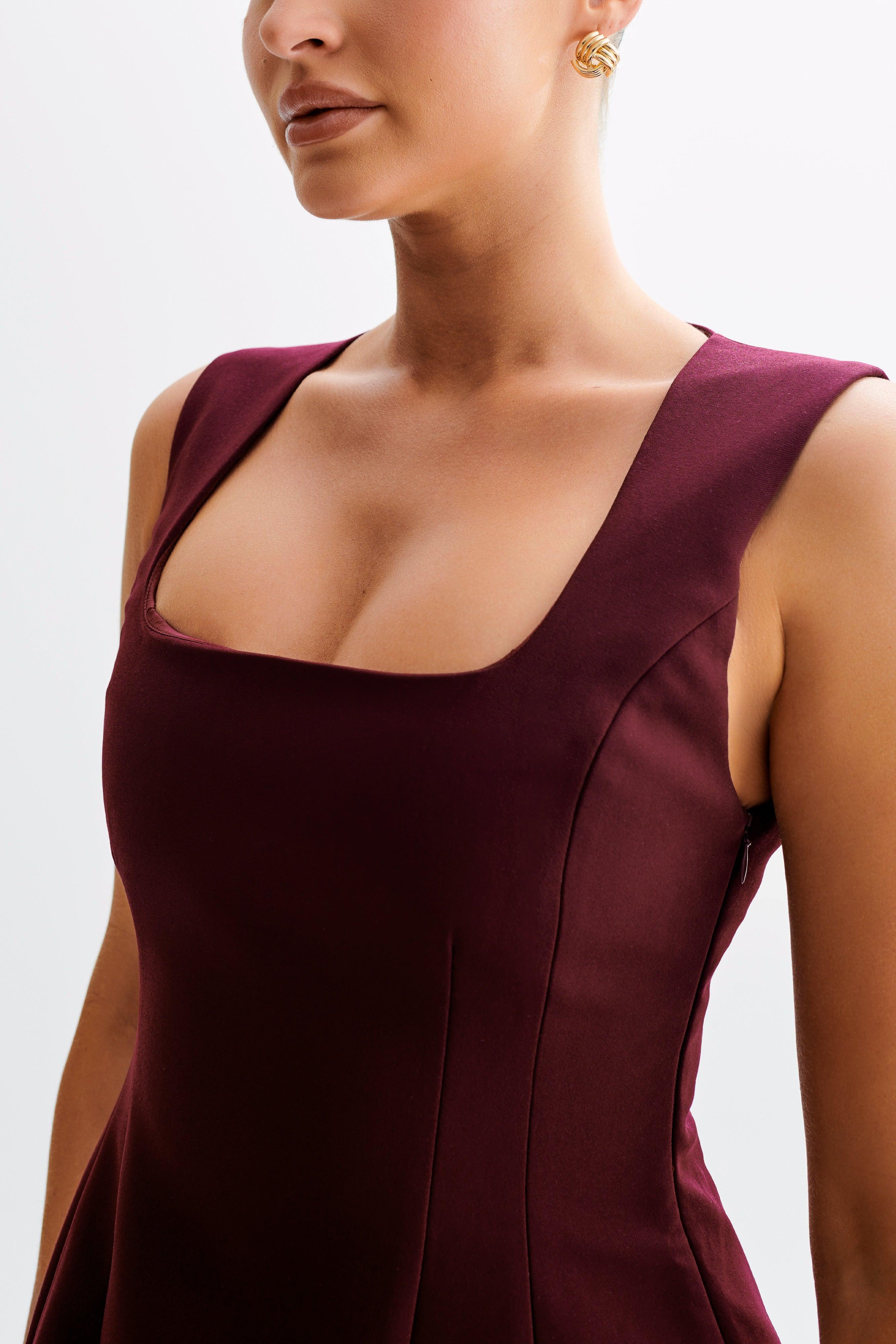 Lysandre Crepe Mini Dress - Plum Product Image