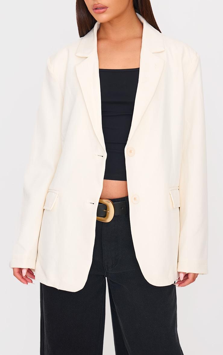 Ecru Seam Detail Structured Oversized Blazer Product Image