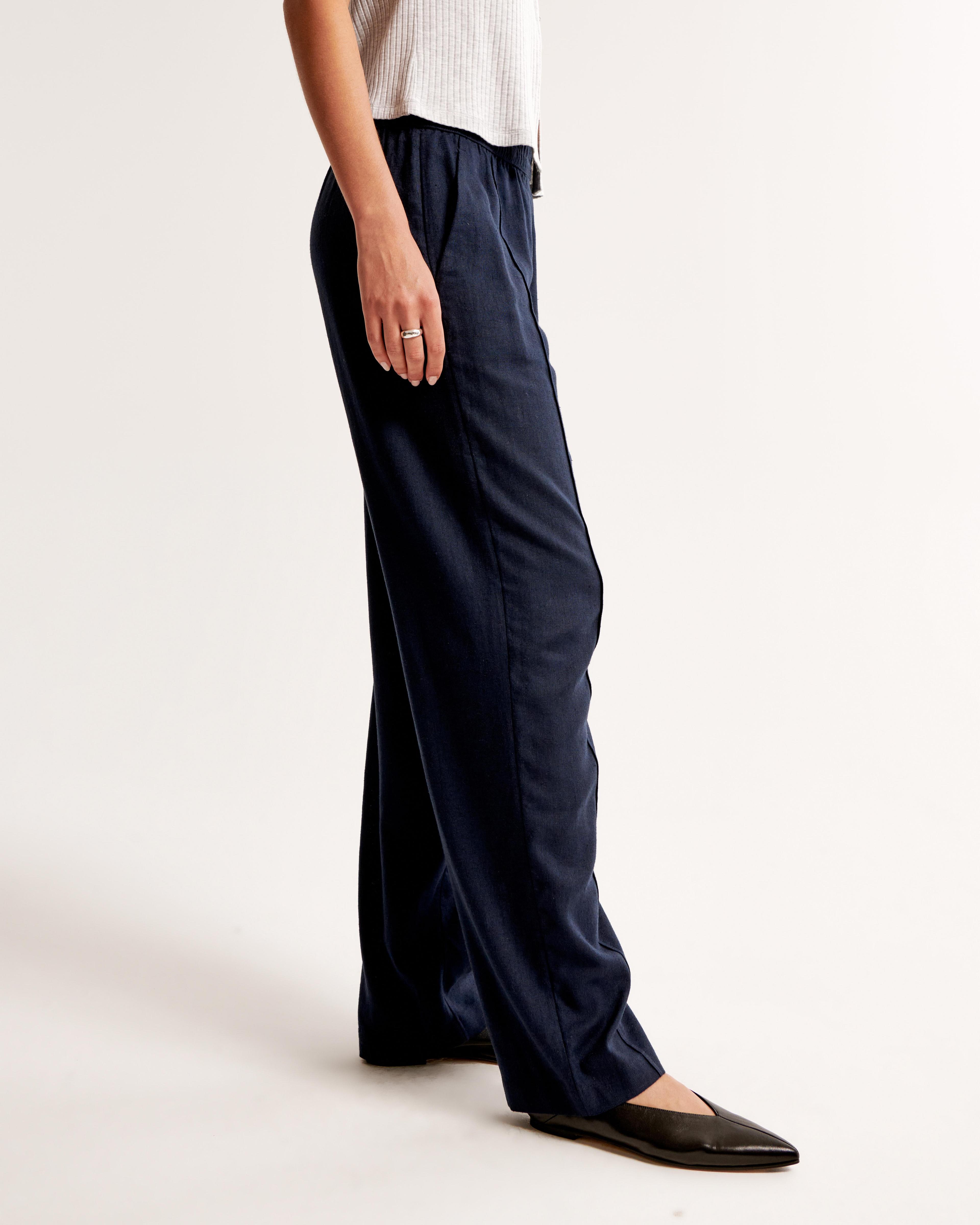 Straight Linen-Blend Pull-On Pant Product Image