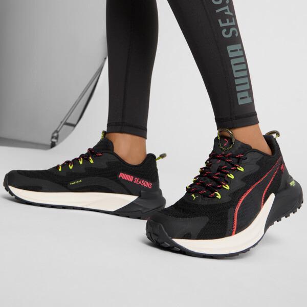 PUMA SEASONS Fast-Trac NITROâ¢ 2 Women's Running Shoes in Black/Active Red/Lime Pow Product Image