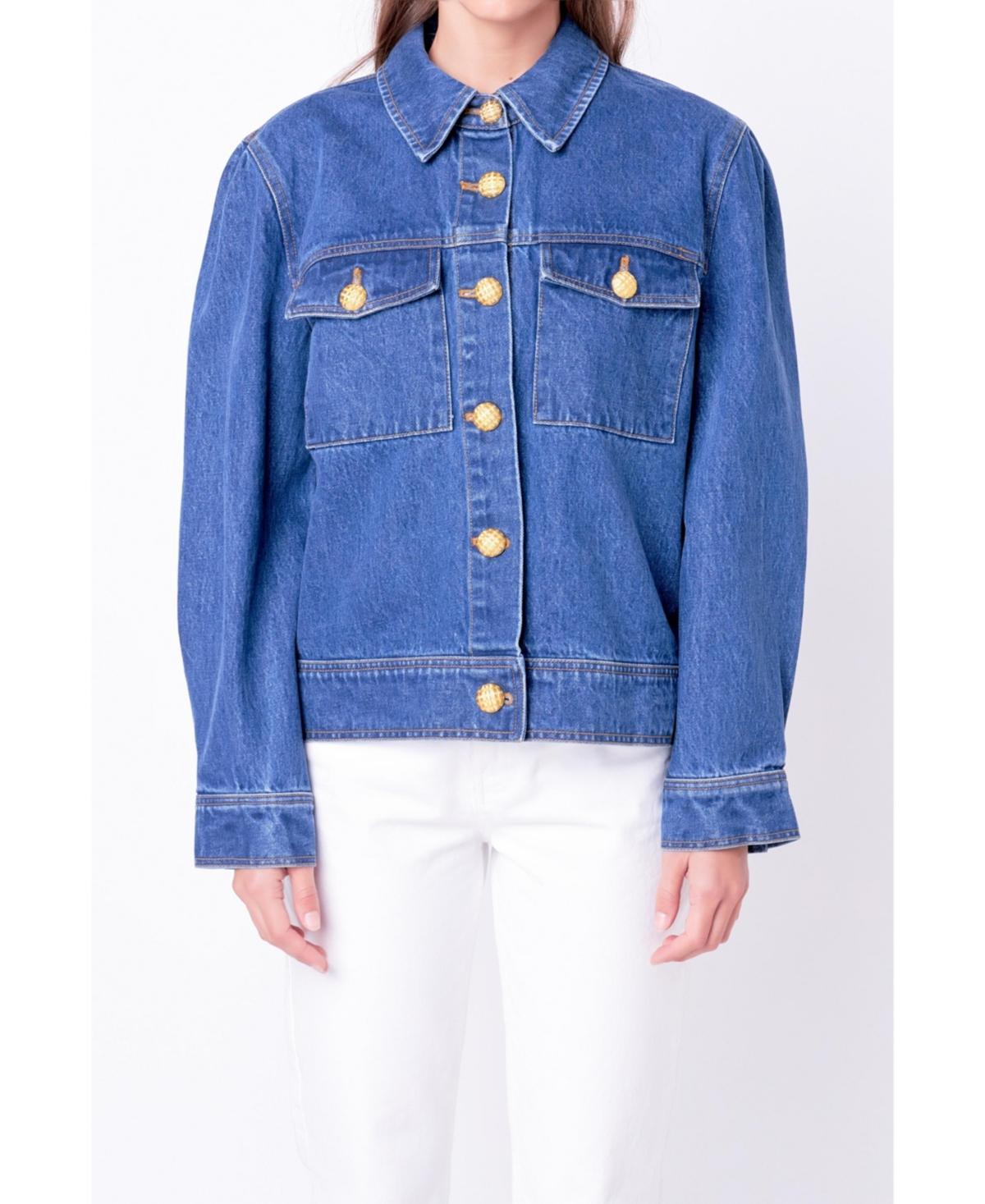 Womens Denim Jacket With Brass Buttons product image