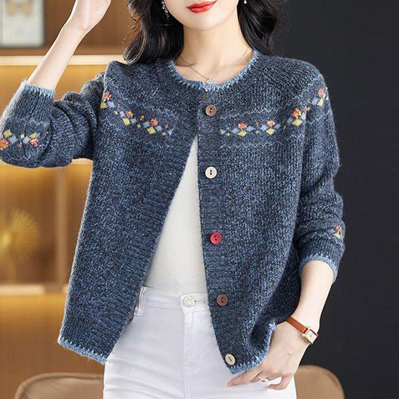 Patterned Ribbed Cardigan Product Image