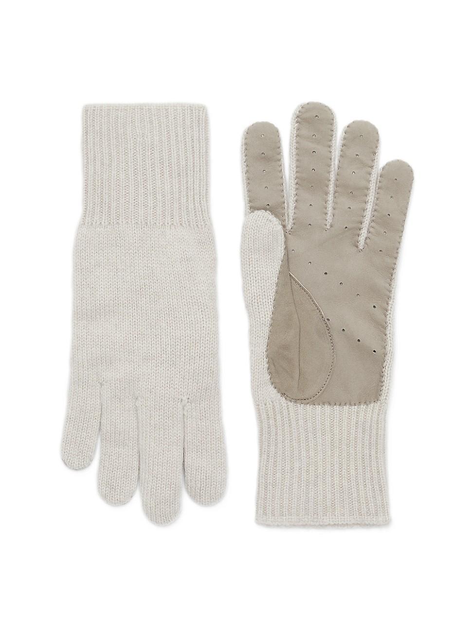 Mens Cashmere Knit Gloves with Suede Palm Product Image