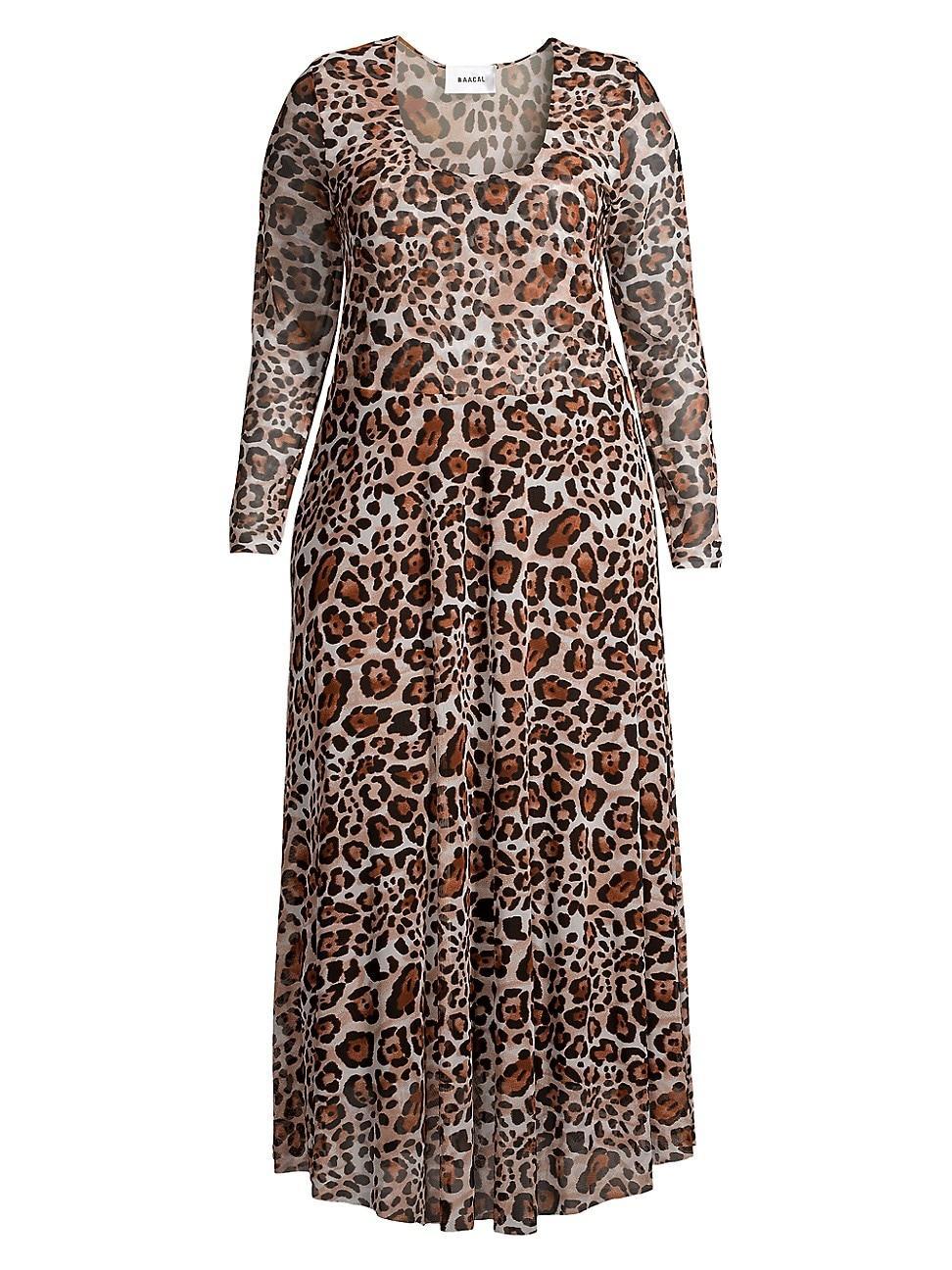 Womens Leopard Mesh Maxi Dress Product Image