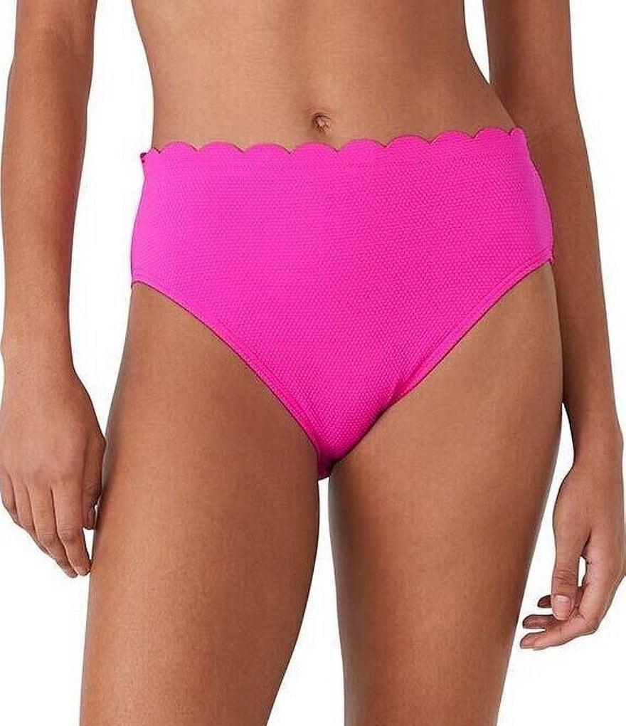 kate spade new york Solid High Waist Pique Texture Scallop Trim Swim Bottom Product Image