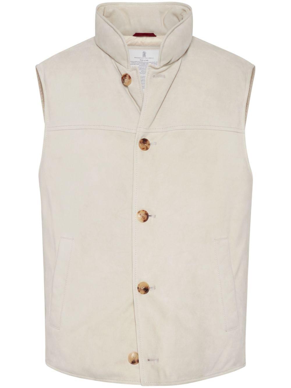 Padded Leather Vest In Natural Product Image