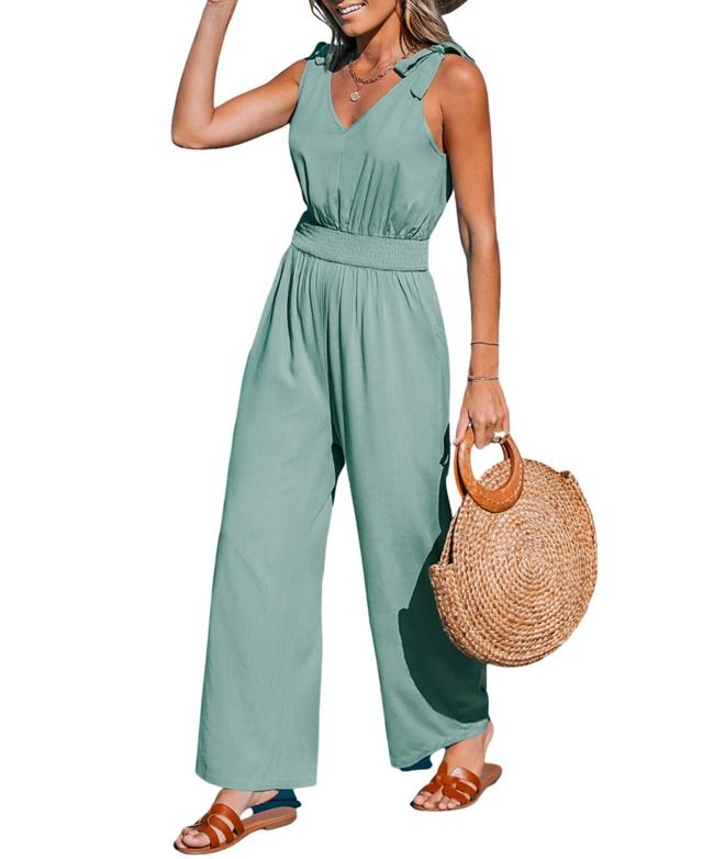 Cupshe Womens Soft Green Tie Shoulder Jumpsuit - Light Product Image