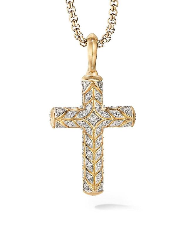 Mens Chevron Cross Pendant in 18K Yellow Gold Product Image