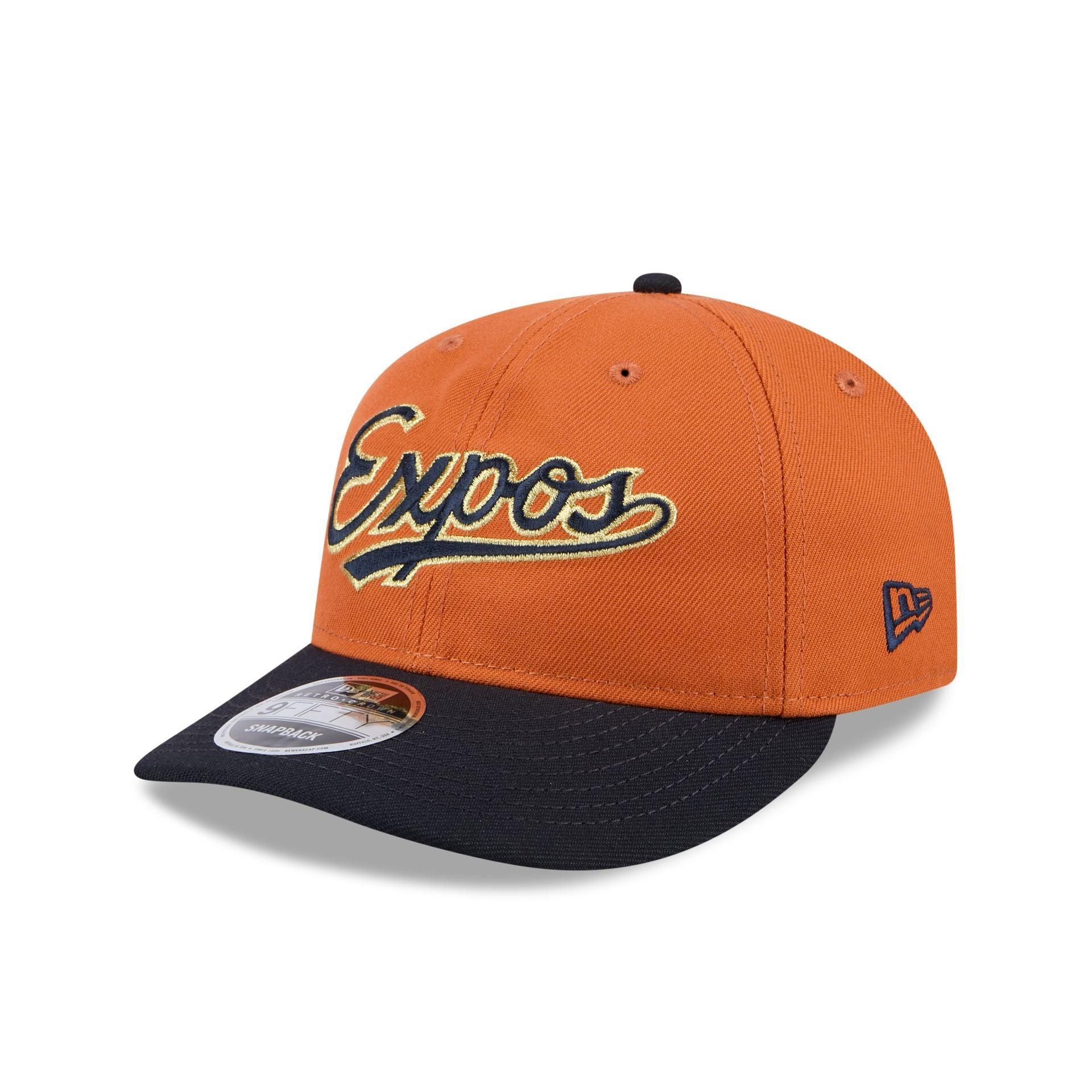 Montreal Expos Gold Wood Retro Crown 9FIFTY Snapback Hat Male Product Image