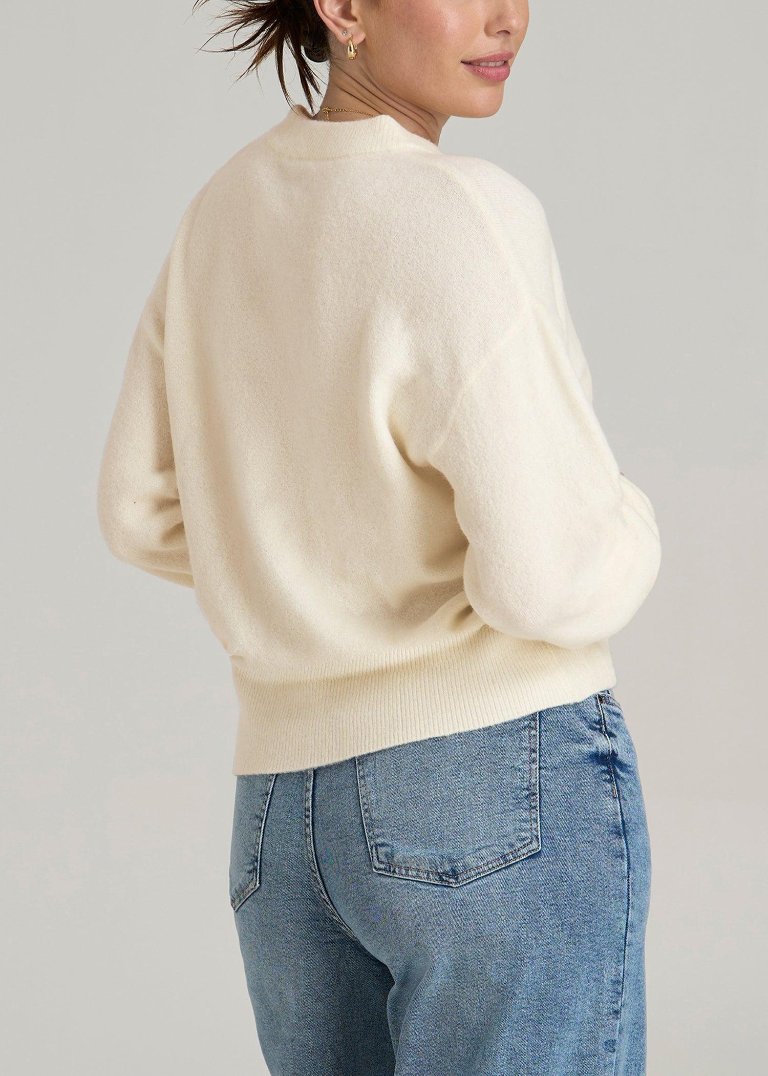 Relaxed Crewneck Wool Blend Tall Women's Sweater in White Alyssum Product Image