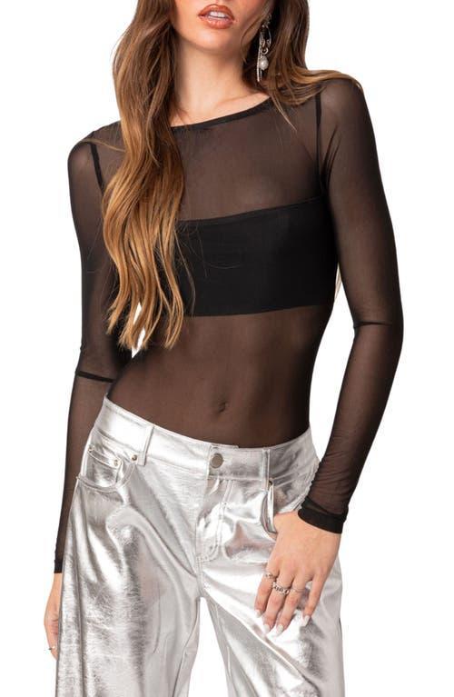 EDIKTED Sheer Bandeau Mesh Bodysuit Product Image