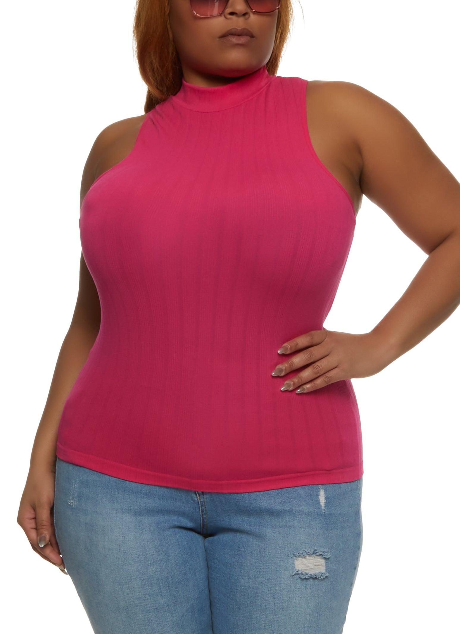 Womens Plus Size Rib Knit Mock Neck Top product image