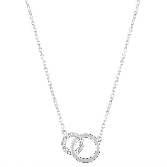 Love This Life Sterling Silver Cubic Zirconia Double Circle Necklace, Womens Silver Tone Product Image