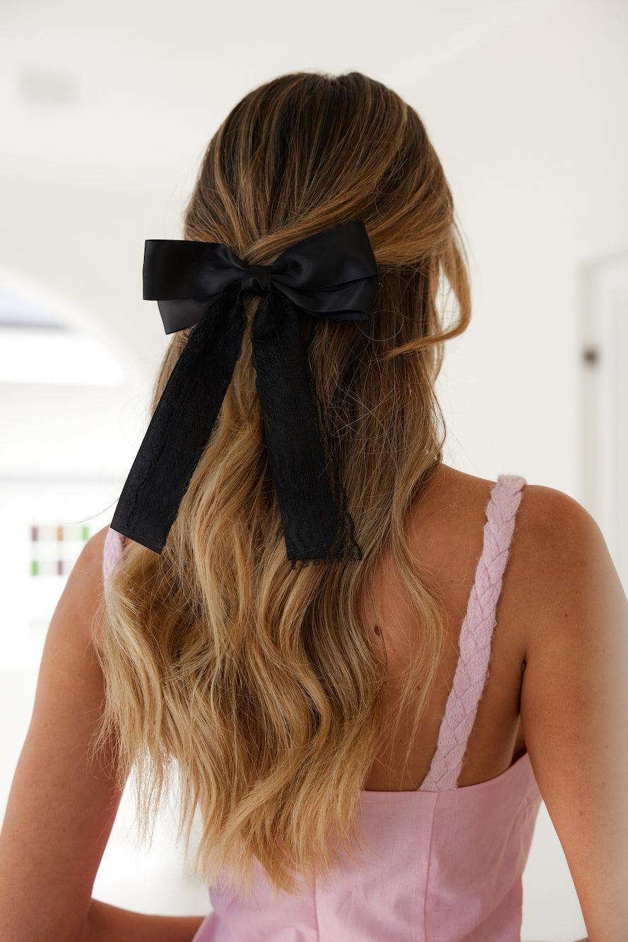 Dainty Bow Hair Clip Black Product Image