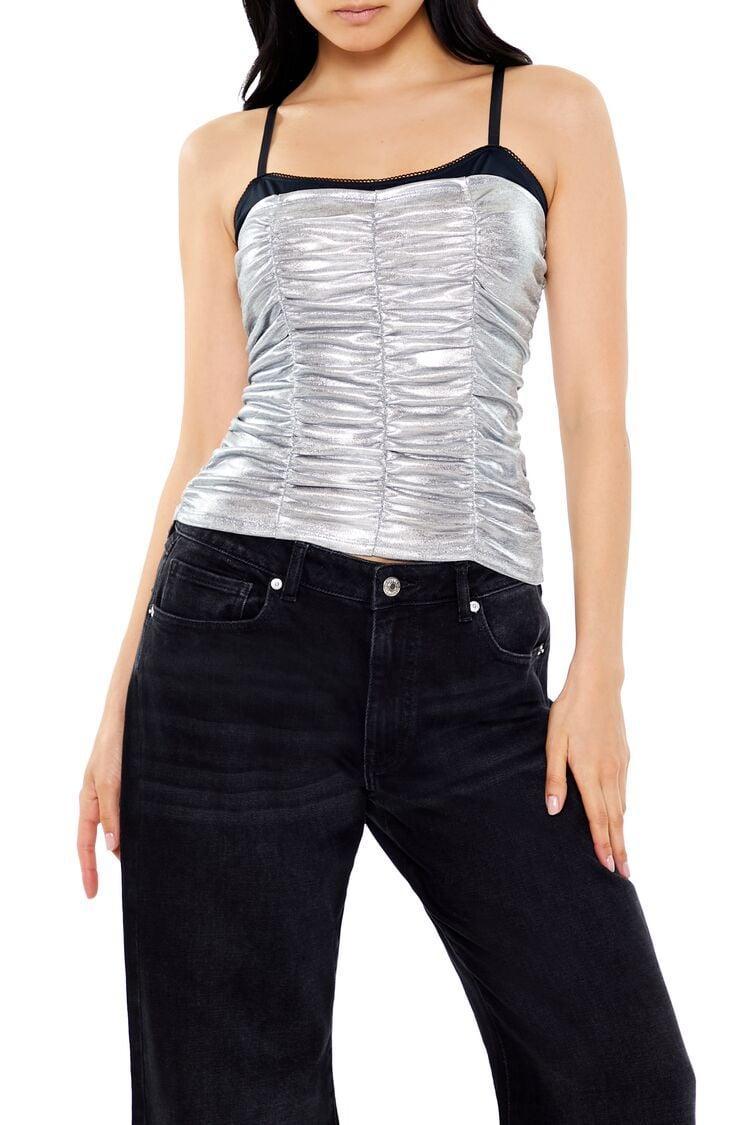 Ruched Metallic Two-Tone Cami | Forever 21 Product Image