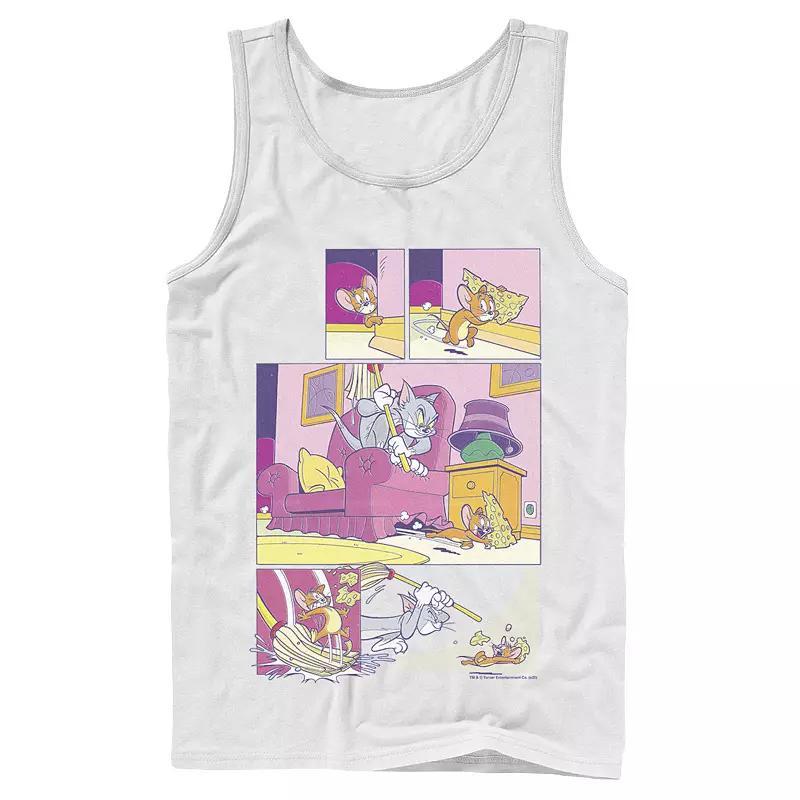 Mens Tom And Jerry Stealing Cheese Comic Panels Tank Top Product Image