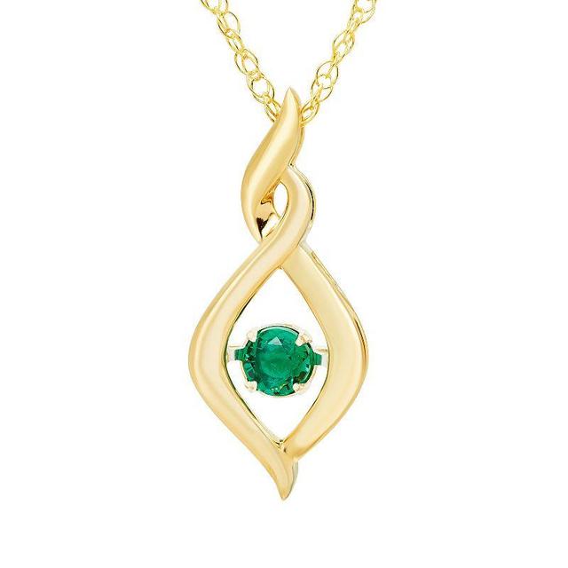 Boston Bay Diamonds Brilliance in Motion 14k Gold Over Silver Lab-Created Emerald Dancing Gemstone Twisted Infinity Pendant, Womens Gold Tone Product Image