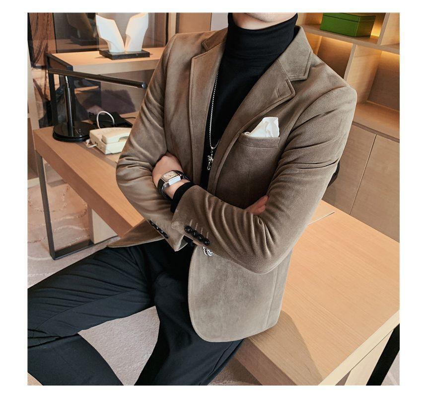 Plain Velvet One-Buttoned Blazer Product Image