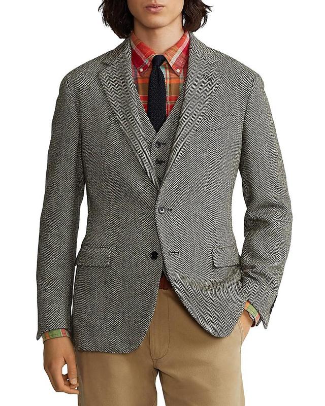 Mens Herringbone Wool-Blend Two-Button Sport Coat Product Image