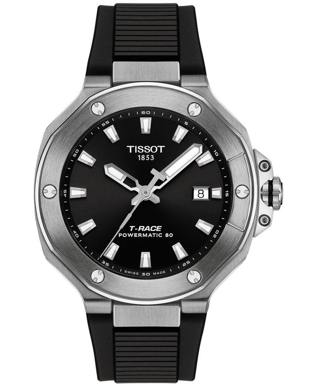 Tissot Mens Swiss Automatic T-Race Powermatic 80 Black Silicone Strap Watch 41mm Product Image