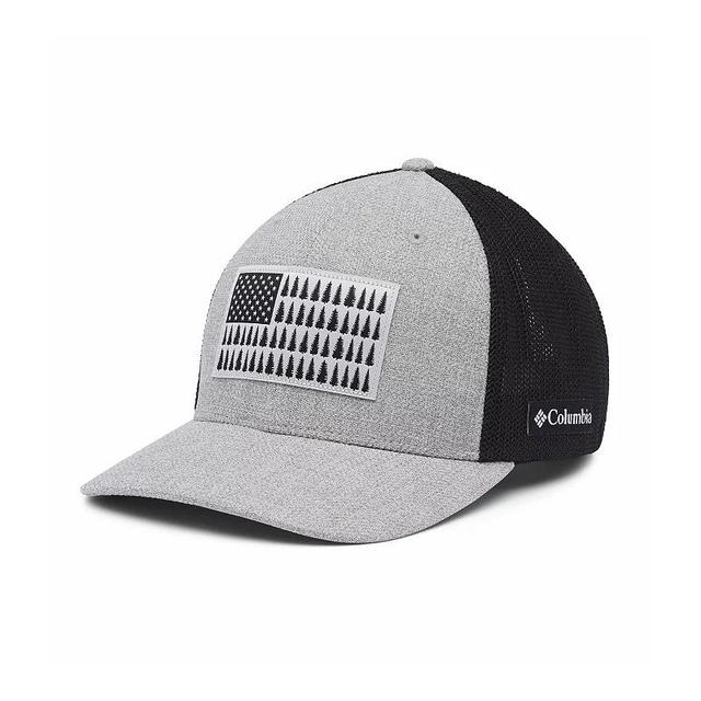 Mens Columbia FlexFit Mesh Tree Flag Fitted Cap Grill Grey Product Image